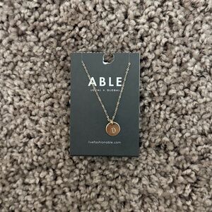 “D” Initial Able Gold Pendant Necklace